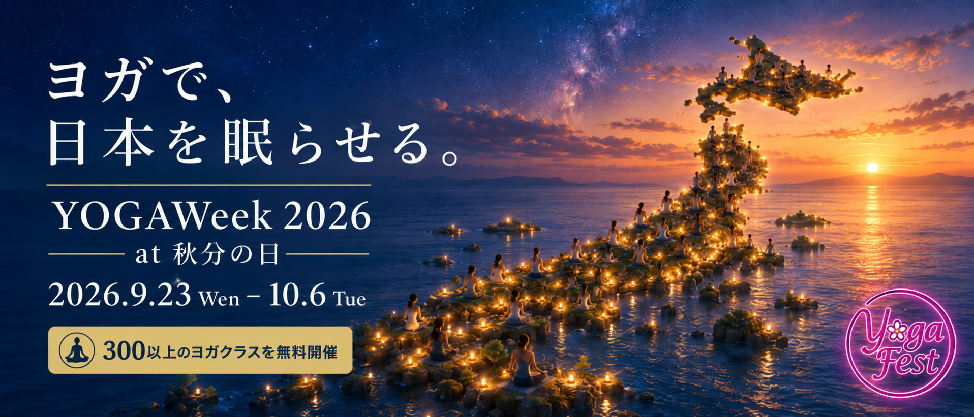 YOGAWeek 2026 at 秋分の日 — ヨガで、日本を眠らせる。2026.9.23 Wed - 10.6 Tue